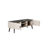 Haley TV Stand 55.10 in White & Black Marble  in White and Black Marble TV005-WB Manhattan Comfort