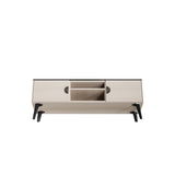 Haley TV Stand 55.10 in White & Black Marble  in White and Black Marble TV005-WB Manhattan Comfort