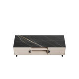 Haley TV Stand 55.10 in White & Black Marble  in White and Black Marble TV005-WB Manhattan Comfort