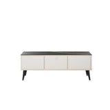 Haley TV Stand 55.10 in White & Black Marble  in White and Black Marble TV005-WB Manhattan Comfort