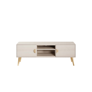 Haley TV Stand 55.10 in White in White TV005-WH Manhattan Comfort