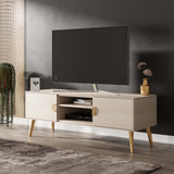 Haley TV Stand 55.10 in White in White TV005-WH Manhattan Comfort