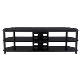 Travers Black Matte TV Bench with Open Shelves for TVs up to 85