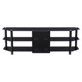 CorLiving Travers Black Matte TV Bench with Open Shelves for TVs up to 85" Black TVR-300-T