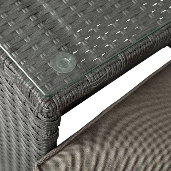 English Elm Nico Modular Loveseat Sofa Set with Table & Ottomans – Stylish, Durable, All-Weather Comfort for Any Space Beige Fabric/Gray Frame TW-3W15057-58-59-BGGY-GG