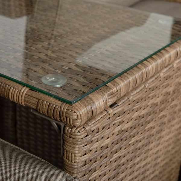 English Elm Nico Modular Loveseat Sofa Set with Table & Ottomans – Stylish, Durable, All-Weather Comfort for Any Space Gray Fabric/Natural Frame TW-3W15057-58-59-BGNAT-GG