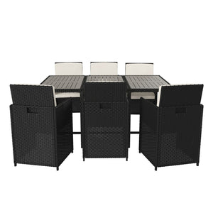 English Elm Peregrine 7-Piece Modular Patio Dining Set with Comfortable Cushions and Space-Saving Design for Outdoor Enjoyment Gray Top/Black Frame TW-3WBE00-GY-GG