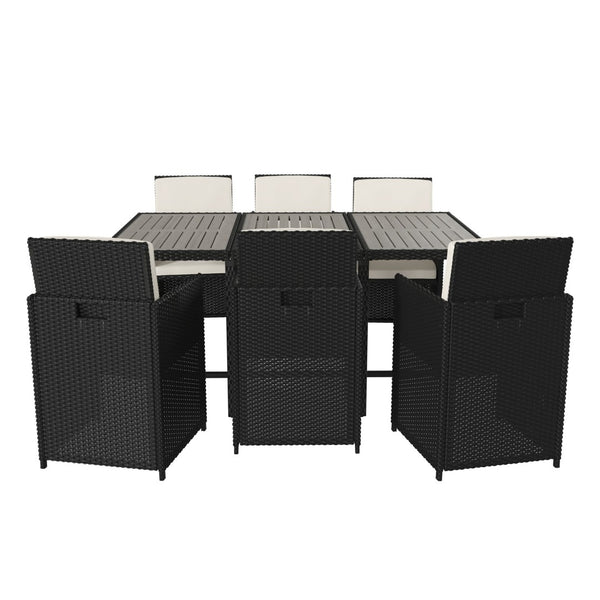 English Elm Peregrine 7-Piece Modular Patio Dining Set with Comfortable Cushions and Space-Saving Design for Outdoor Enjoyment Gray Top/Black Frame TW-3WBE00-GY-GG