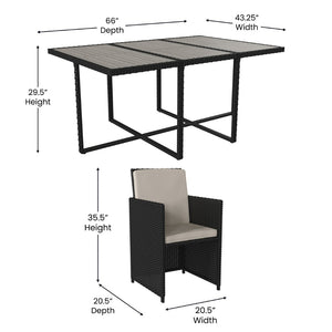 English Elm Peregrine 7-Piece Modular Patio Dining Set with Comfortable Cushions and Space-Saving Design for Outdoor Enjoyment Gray Top/Black Frame TW-3WBE00-GY-GG