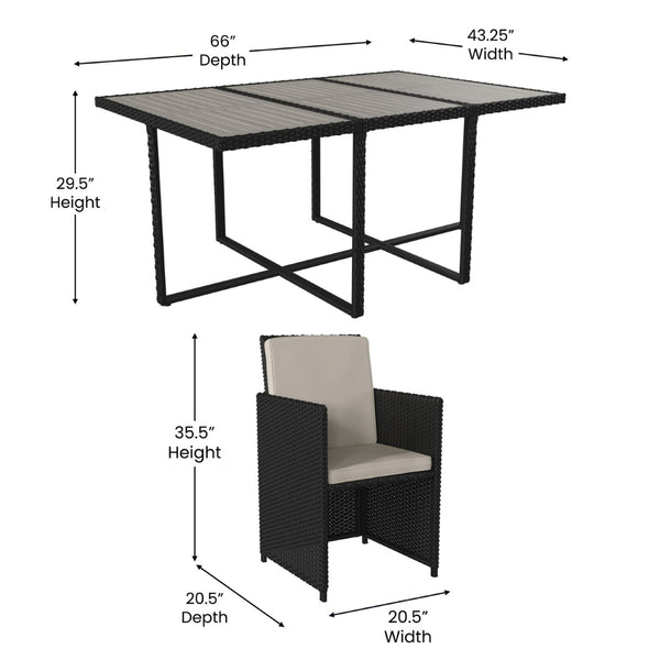 English Elm Peregrine 7-Piece Modular Patio Dining Set with Comfortable Cushions and Space-Saving Design for Outdoor Enjoyment Gray Top/Black Frame TW-3WBE00-GY-GG