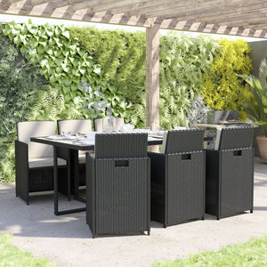 English Elm Peregrine 7-Piece Modular Patio Dining Set with Comfortable Cushions and Space-Saving Design for Outdoor Enjoyment Gray Top/Black Frame TW-3WBE00-GY-GG