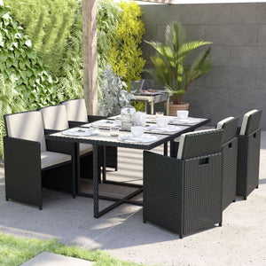 English Elm Peregrine 7-Piece Modular Patio Dining Set with Comfortable Cushions and Space-Saving Design for Outdoor Enjoyment Gray Top/Black Frame TW-3WBE00-GY-GG