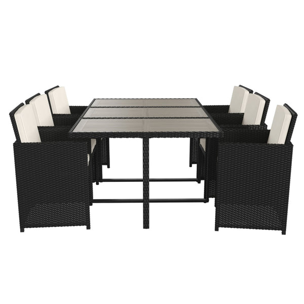 English Elm Peregrine 7-Piece Modular Patio Dining Set with Comfortable Cushions and Space-Saving Design for Outdoor Enjoyment Gray Top/Black Frame TW-3WBE00-GY-GG