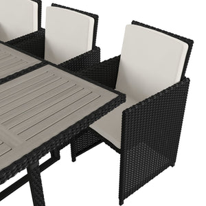 English Elm Peregrine 7-Piece Modular Patio Dining Set with Comfortable Cushions and Space-Saving Design for Outdoor Enjoyment Gray Top/Black Frame TW-3WBE00-GY-GG