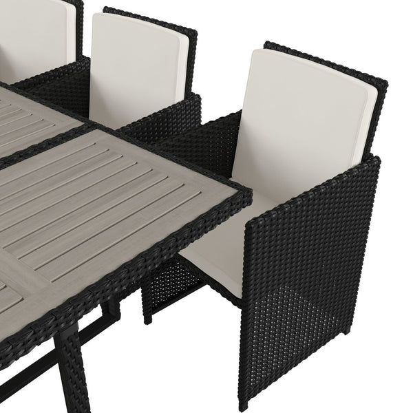 English Elm Peregrine 7-Piece Modular Patio Dining Set with Comfortable Cushions and Space-Saving Design for Outdoor Enjoyment Gray Top/Black Frame TW-3WBE00-GY-GG