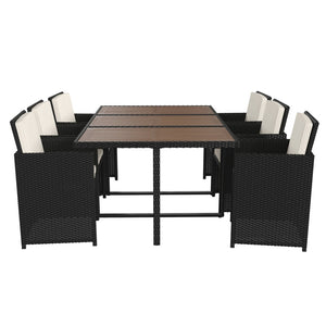 English Elm Peregrine 7-Piece Modular Patio Dining Set with Comfortable Cushions and Space-Saving Design for Outdoor Enjoyment Natural Top/Black Frame TW-3WBE00-NAT-GG
