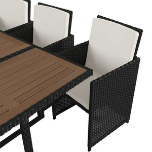 English Elm Peregrine 7-Piece Modular Patio Dining Set with Comfortable Cushions and Space-Saving Design for Outdoor Enjoyment Natural Top/Black Frame TW-3WBE00-NAT-GG