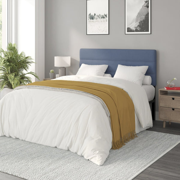English Elm Paxton Full Channel Stitched Upholstered Headboard - Adjustable Height for Modern Bedroom Style Upgrade Blue In Stock. Usually ships in 24 - 48 business hours TW-3WLHB21-BL-Q-GG