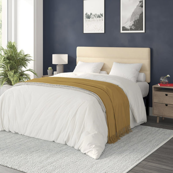 English Elm Paxton Full Channel Stitched Upholstered Headboard - Adjustable Height for Modern Bedroom Style Upgrade Cream In Stock. Usually ships in 24 - 48 business hours TW-3WLHB21-W-Q-GG