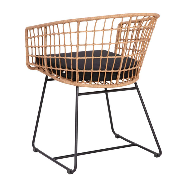 English Elm Devon Set of 2 Boho Club Chairs - Stylish Indoor/Outdoor Seating with Durable Rattan and Cushions Black Cushion/Natural Frame TW-VN015-15-NAT-GG