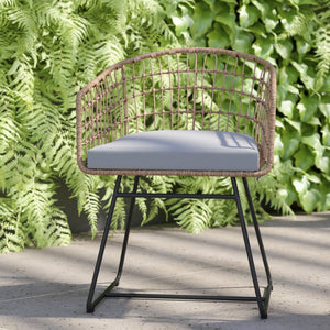 English Elm Devon Set of 2 Boho Club Chairs - Stylish Indoor/Outdoor Seating with Durable Rattan and Cushions Light Gray Cushion/Natural Frame TW-VN015-15-NAT-LGY-GG