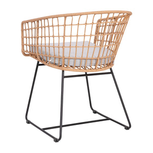 English Elm Devon Set of 2 Boho Club Chairs - Stylish Indoor/Outdoor Seating with Durable Rattan and Cushions Light Gray Cushion/Natural Frame TW-VN015-15-NAT-LGY-GG