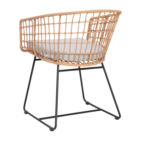 English Elm Devon Set of 2 Boho Club Chairs - Stylish Indoor/Outdoor Seating with Durable Rattan and Cushions Light Gray Cushion/Natural Frame TW-VN015-15-NAT-LGY-GG