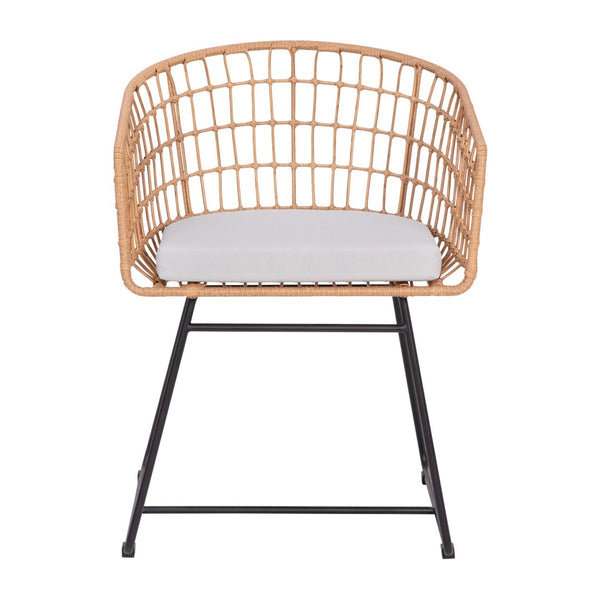 English Elm Devon Set of 2 Boho Club Chairs - Stylish Indoor/Outdoor Seating with Durable Rattan and Cushions Light Gray Cushion/Natural Frame TW-VN015-15-NAT-LGY-GG