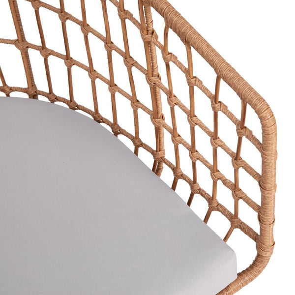 English Elm Devon Set of 2 Boho Club Chairs - Stylish Indoor/Outdoor Seating with Durable Rattan and Cushions Light Gray Cushion/Natural Frame TW-VN015-15-NAT-LGY-GG