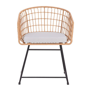 English Elm Devon 3-Piece Bistro Set - Stylish Rattan Rope Chairs with Cushions & Acacia Wood Table for Indoor/Outdoor TW-VN01516-NAT-LGY-GG