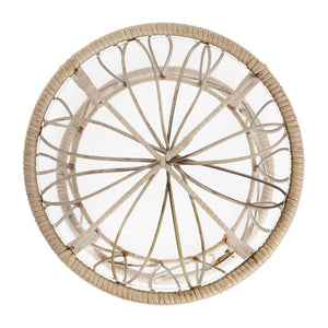 English Elm Devon 3-Piece Indoor/Outdoor Bistro Set with Papasan Chairs and Glass-Top Table for Cozy Entertaining Light Gray Fabric/Tan Frame TW-VN017-18-TAN-GG