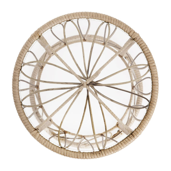 English Elm Devon 3-Piece Indoor/Outdoor Bistro Set with Papasan Chairs and Glass-Top Table for Cozy Entertaining Light Gray Fabric/Tan Frame TW-VN017-18-TAN-GG