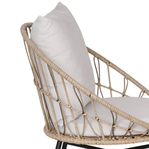 English Elm Devon Set of 2 Stylish Papasan Chairs for Indoor/Outdoor Use - Modern Woven Design with Cushions Light Gray Fabric/Tan Frame TW-VN017-TAN-GG