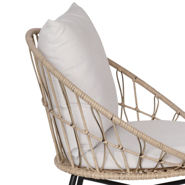 English Elm Devon Set of 2 Stylish Papasan Chairs for Indoor/Outdoor Use - Modern Woven Design with Cushions Light Gray Fabric/Tan Frame TW-VN017-TAN-GG