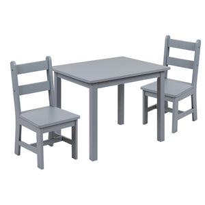 English Elm Kyndl Kids Solid Hardwood Table and Chair Set - Perfect for Playrooms, Crafts, and Learning Fun Gray TW-WTCS-1001-GRY-GG