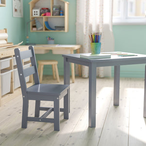 English Elm Kyndl Kids Solid Hardwood Table and Chair Set - Perfect for Playrooms, Crafts, and Learning Fun Gray TW-WTCS-1001-GRY-GG