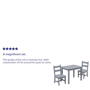 English Elm Kyndl Kids Solid Hardwood Table and Chair Set - Perfect for Playrooms, Crafts, and Learning Fun Gray TW-WTCS-1001-GRY-GG