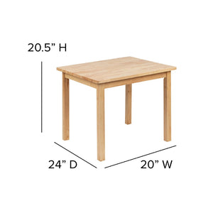 English Elm Kyndl Kids Solid Hardwood Table and Chair Set - Perfect for Playrooms, Crafts, and Learning Fun Natural TW-WTCS-1001-NAT-GG