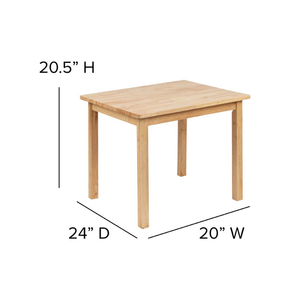 English Elm Kyndl Kids Solid Hardwood Table and Chair Set - Perfect for Playrooms, Crafts, and Learning Fun Natural TW-WTCS-1001-NAT-GG