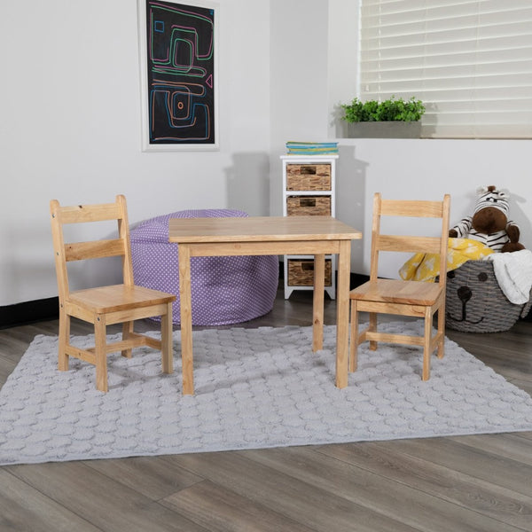 English Elm Kyndl Kids Solid Hardwood Table and Chair Set - Perfect for Playrooms, Crafts, and Learning Fun Natural TW-WTCS-1001-NAT-GG