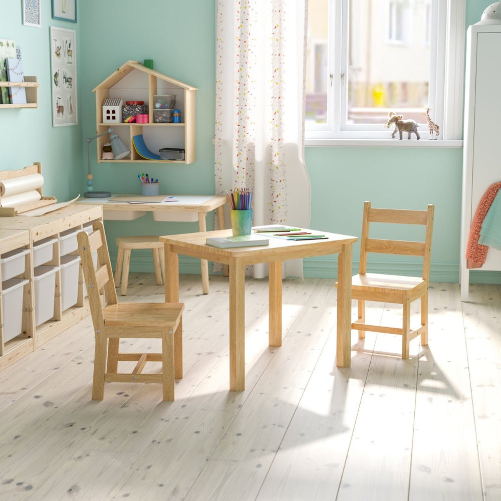 English Elm Kyndl Kids Solid Hardwood Table and Chair Set - Perfect for Playrooms, Crafts, and Learning Fun Natural TW-WTCS-1001-NAT-GG