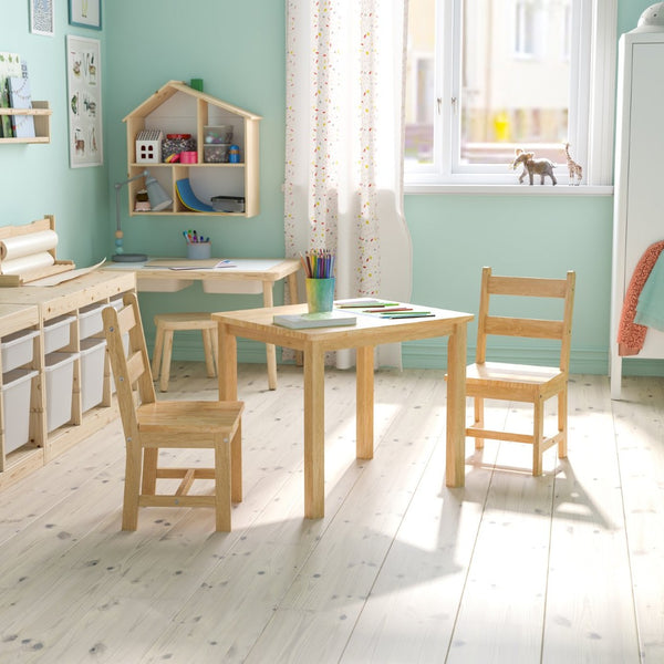 English Elm Kyndl Kids Solid Hardwood Table and Chair Set - Perfect for Playrooms, Crafts, and Learning Fun Natural TW-WTCS-1001-NAT-GG