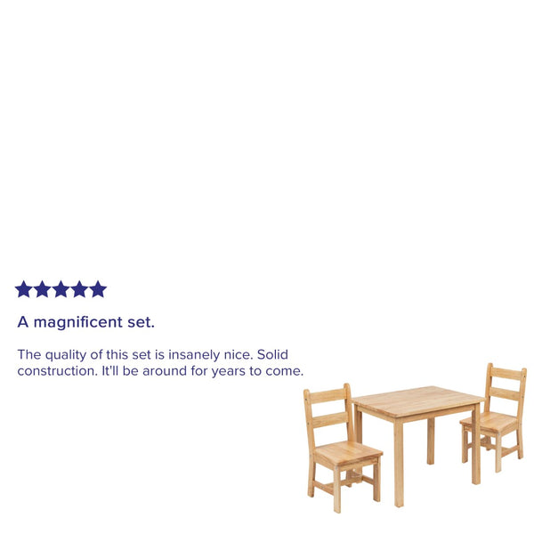 English Elm Kyndl Kids Solid Hardwood Table and Chair Set - Perfect for Playrooms, Crafts, and Learning Fun Natural TW-WTCS-1001-NAT-GG