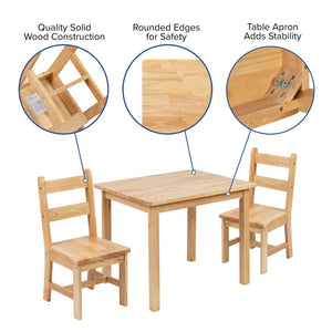 English Elm Kyndl Kids Solid Hardwood Table and Chair Set - Perfect for Playrooms, Crafts, and Learning Fun Natural TW-WTCS-1001-NAT-GG