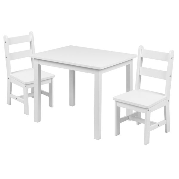 English Elm Kyndl Kids Solid Hardwood Table and Chair Set - Perfect for Playrooms, Crafts, and Learning Fun White TW-WTCS-1001-WH-GG
