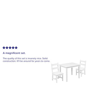English Elm Kyndl Kids Solid Hardwood Table and Chair Set - Perfect for Playrooms, Crafts, and Learning Fun White TW-WTCS-1001-WH-GG