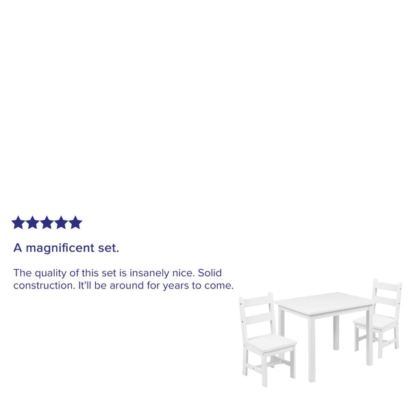 English Elm Kyndl Kids Solid Hardwood Table and Chair Set - Perfect for Playrooms, Crafts, and Learning Fun White TW-WTCS-1001-WH-GG