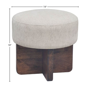 Lh Imports Francesca Stool - Modern Plush Seating In 100% Polyester Fabric For Ultimate Comfort & Style Beige Walnut Wood,100% Polyester Fabric,Pu Foam Tw017