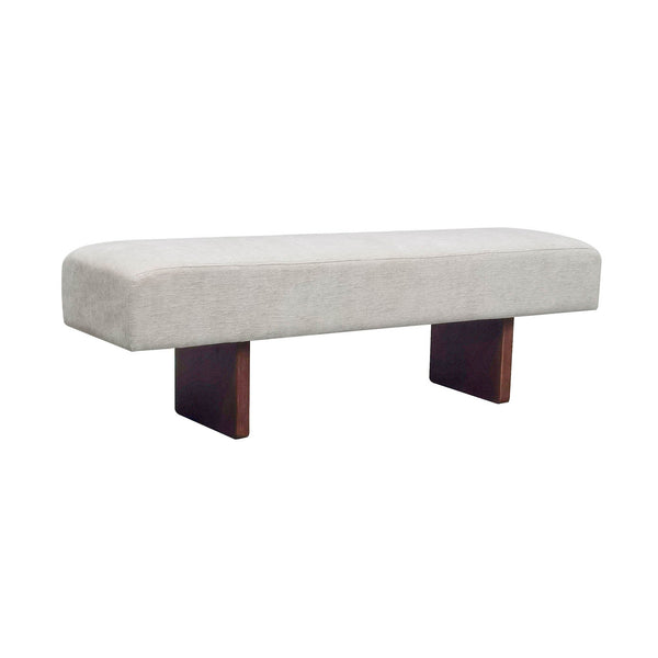Lh Imports Francesca Bench - Modern Plush Comfort With 100% Polyester Fabric For Stylish Home Beautification Beige Walnut Wood,100% Polyester Fabric,Pu Foam Tw018