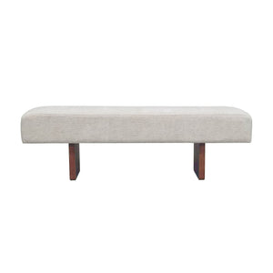 Lh Imports Francesca Bench - Modern Plush Comfort With 100% Polyester Fabric For Stylish Home Beautification Beige Walnut Wood,100% Polyester Fabric,Pu Foam Tw018